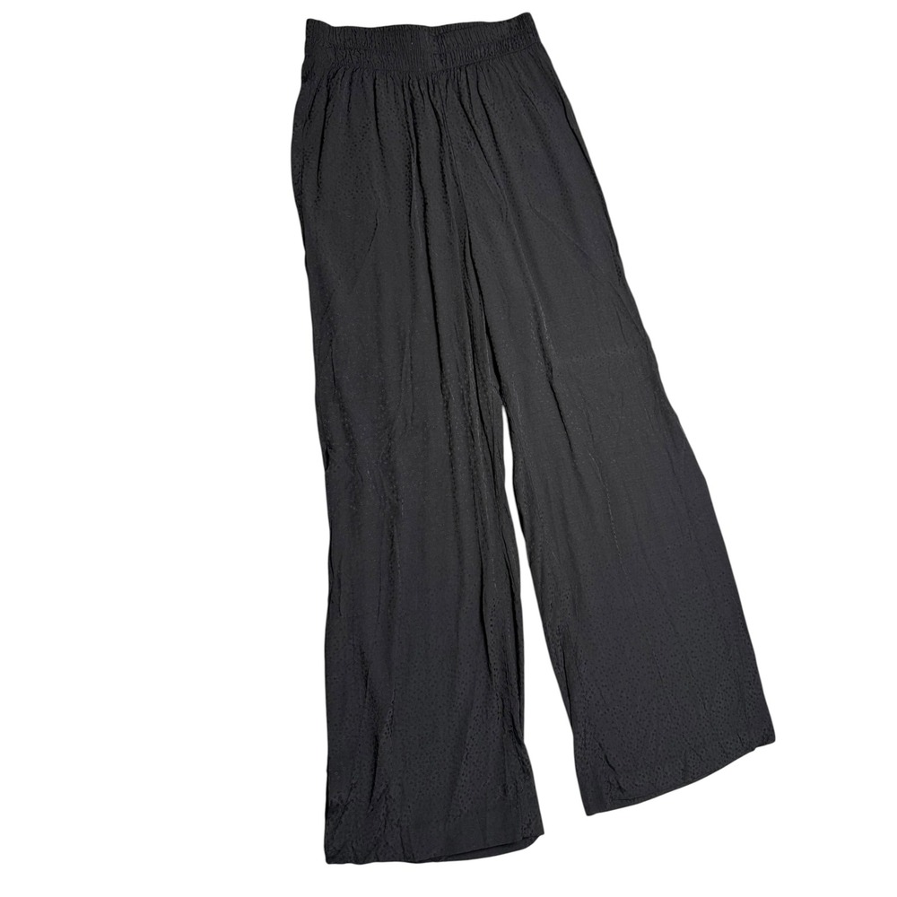 Gentle Fawn Black Dobby Dot Smocked Waist Wide Leg Pants XS